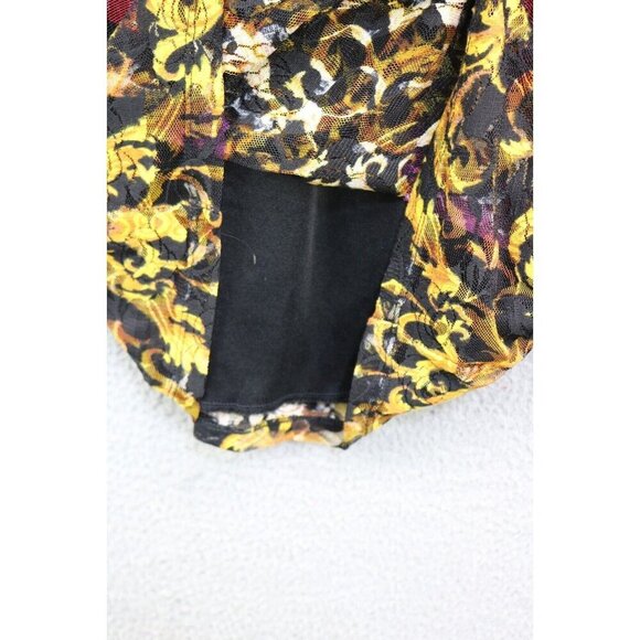 Venus 3/4 Mesh Sleeves Lace Sheer Floral Bodycon Dress-Large-Whimsigoth-Lined - Picture 5 of 13